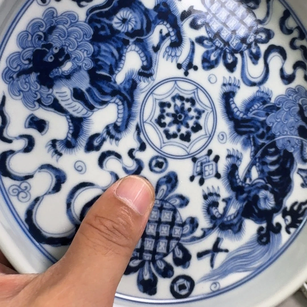 杯青花狮子大壶承