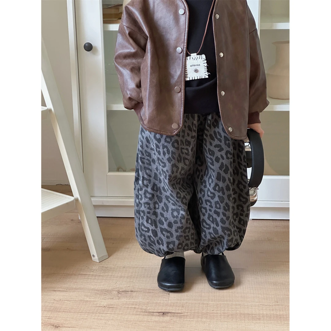 Yoko.style春秋男童新款豹纹弹力牛仔裤男女宝宝韩版灯笼裤