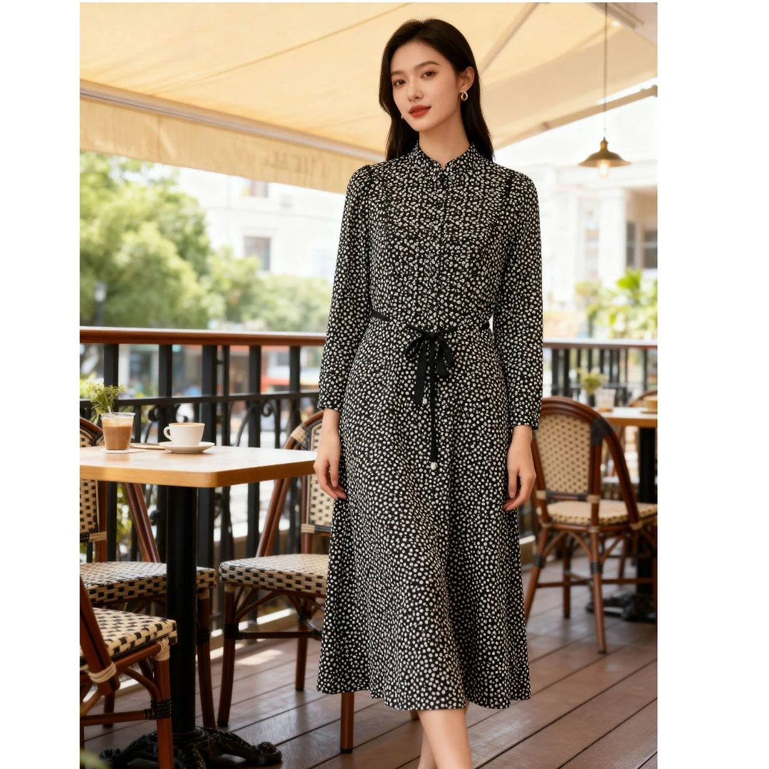 A2022#八分袖夏季时尚显瘦收腰碎花连衣裙【D4-1】