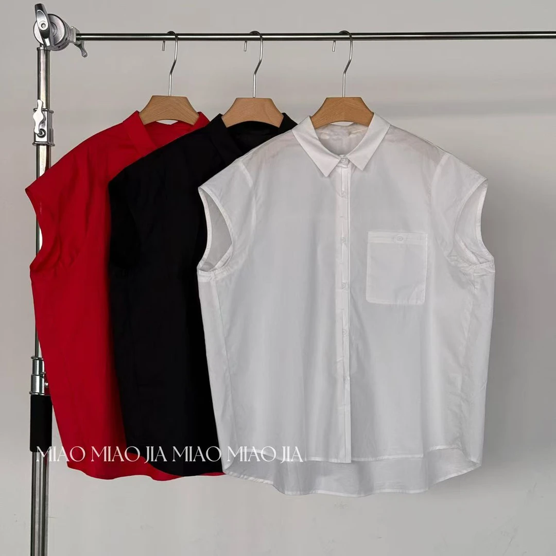 /苗苗家/『杉杉而川』时尚设计感衬衫门襟排扣轻薄飞袖龟背显瘦上衣