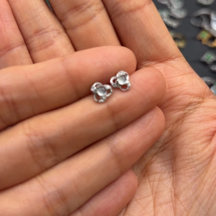 翡翠银S925镶嵌耳饰