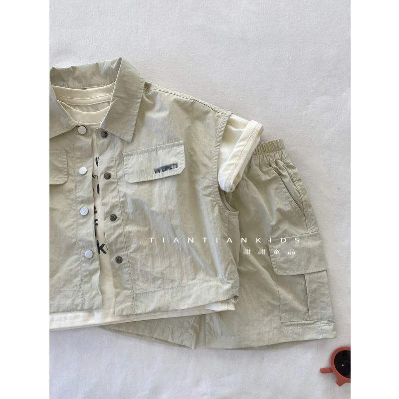 男童套装2025夏季新款儿童韩版短袖工装上衣短裤两件套男宝痞帅潮