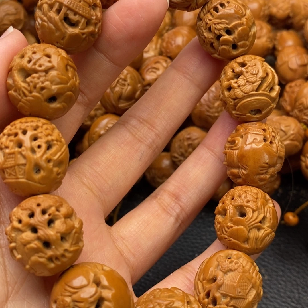 手串橄榄核镂空山水风景