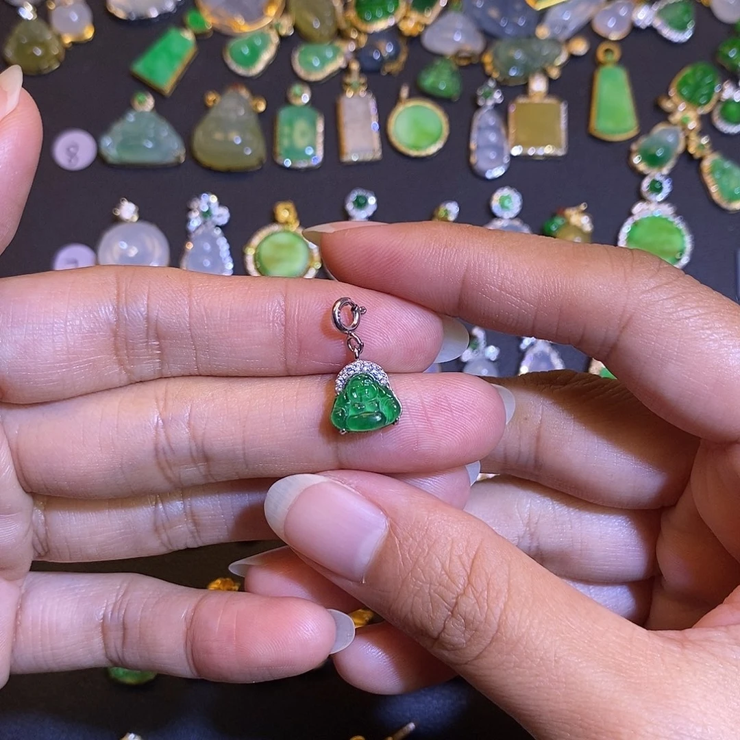 吊坠(不含链)银S925镶嵌翡翠