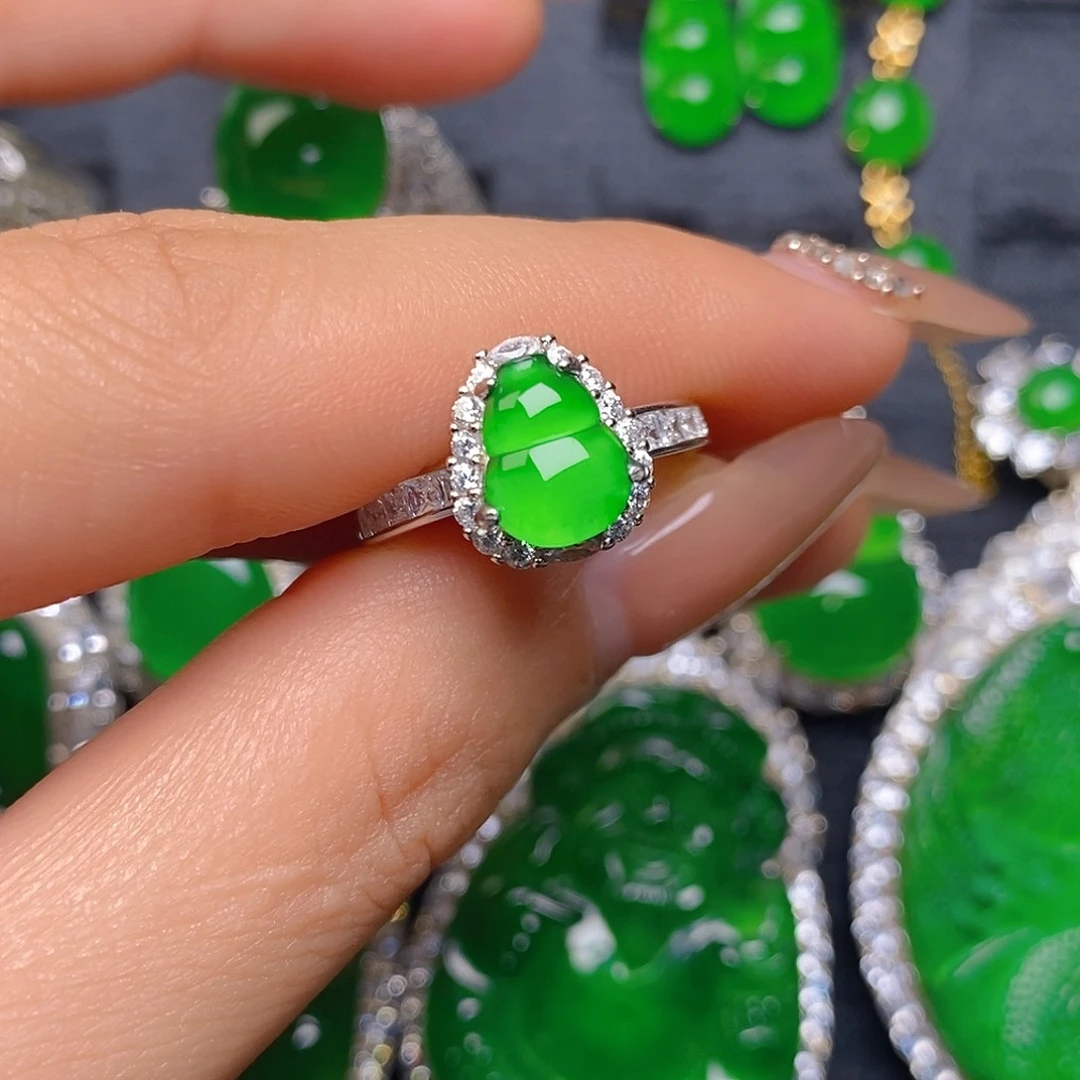 翡翠戒指银S925镶嵌戒指