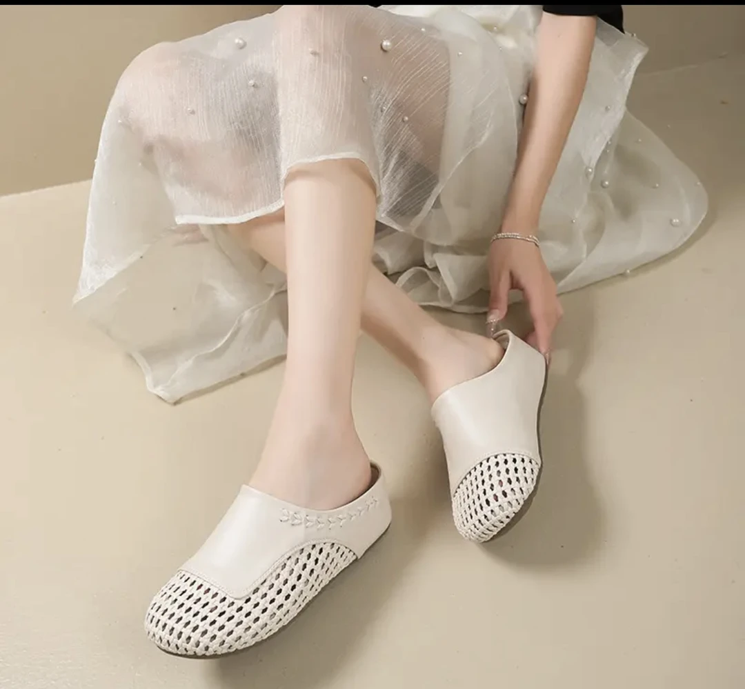 欧货2025夏季透气软底罗马鞋时尚休闲编织镂空洞洞平底包头拖鞋潮