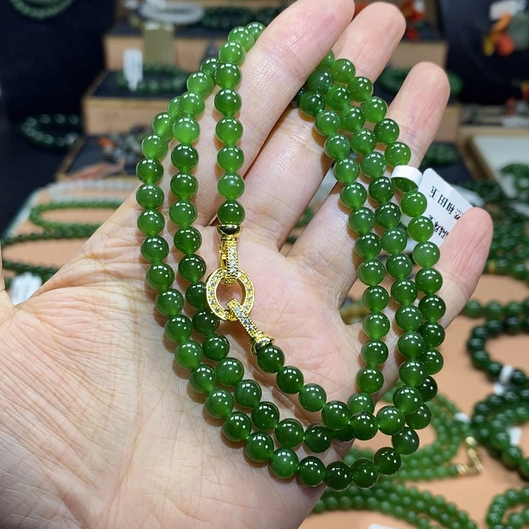 颈饰未镶嵌和田玉（碧玉）6mm