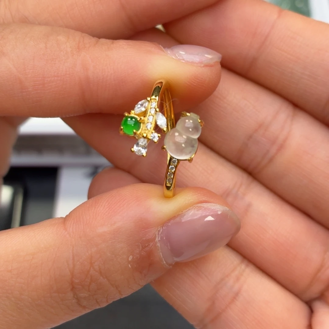 翡翠银S925镶嵌颈饰戒指