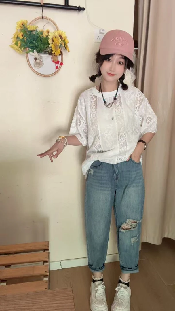 【蓝朋友】洋气女装显瘦百搭超薄破洞牛仔裤介意瑕疵慎拍