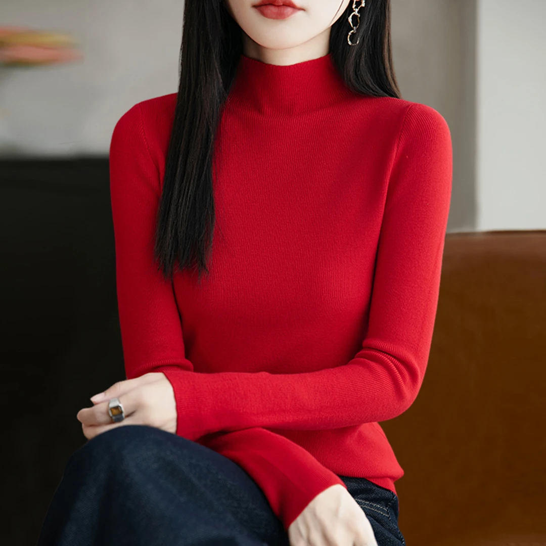 纯色高领保暖内搭针织打底衫女2025新款洋气大码女装上衣秋冬毛衣