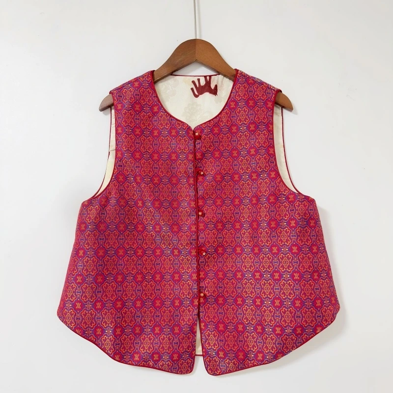 2026新款双面穿中国风宋锦马甲新中式时尚洋气百无袖上衣女坎肩