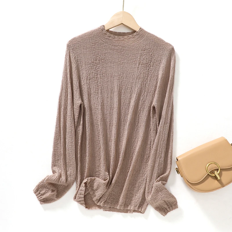 【精纺超细羊毛】女士半高领修身简约百搭毛衣针织衫