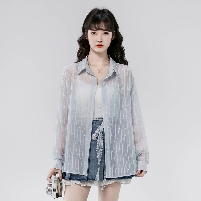 2025夏季新款韩版百搭设计感后背系带长袖防晒衬衫潮轻熟风上衣女