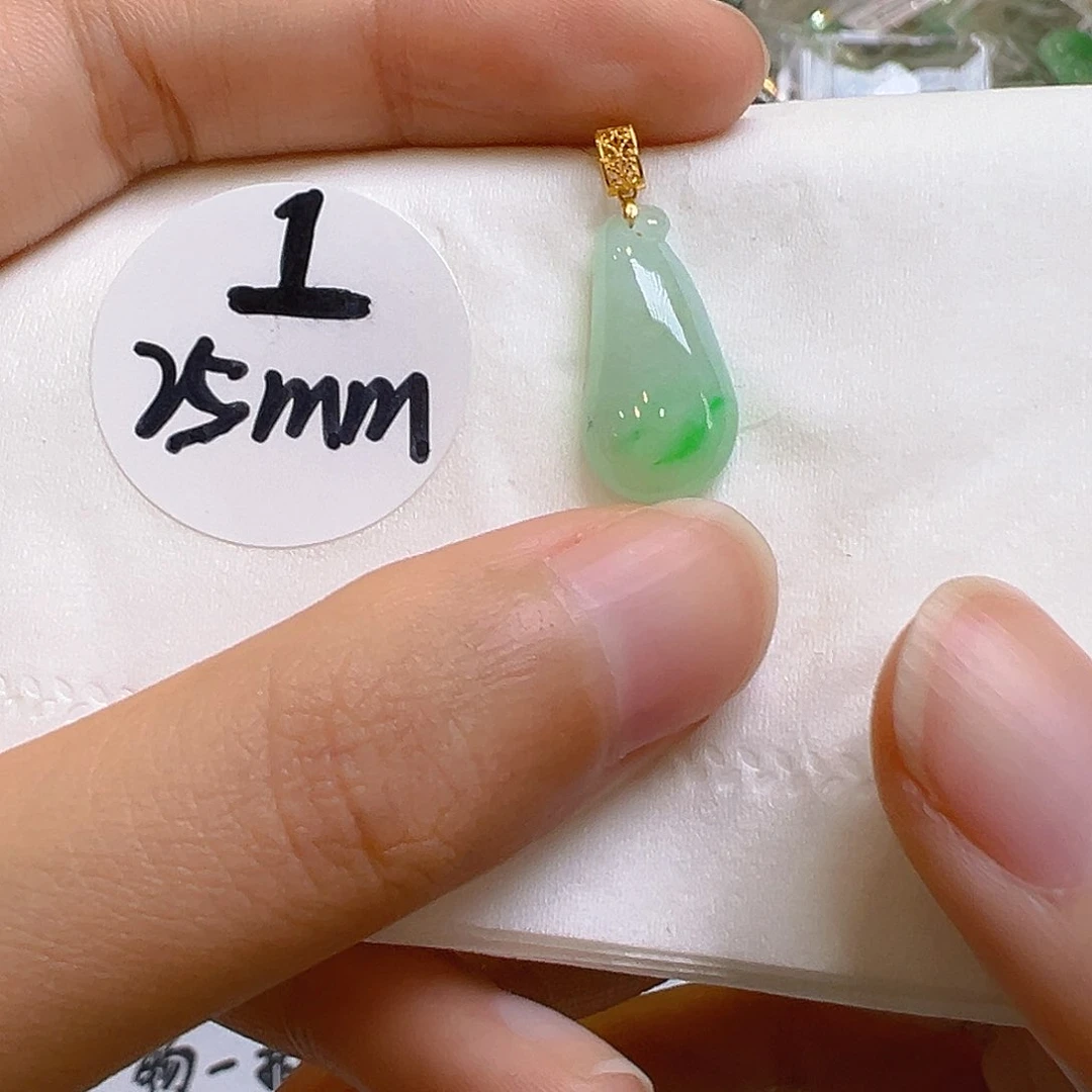 翡翠18K金镶嵌吊坠(不含链)翡翠