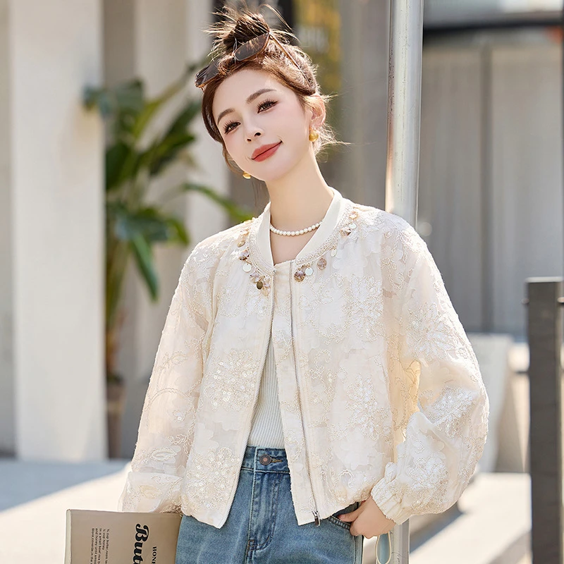 2025春休闲设计感国风棒球服夹克新中式盘扣防晒服短外套女RX9219