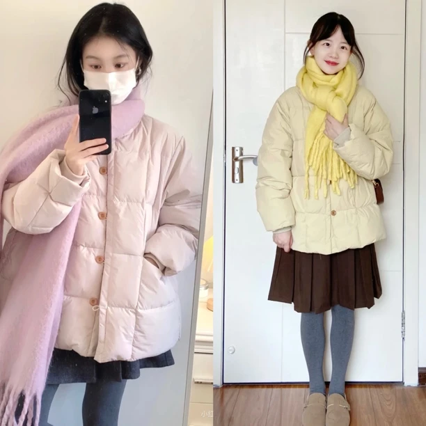【张开心】呛口泡菜～多排扣韩系减龄2025冬季新款宽松轻薄棉服外套