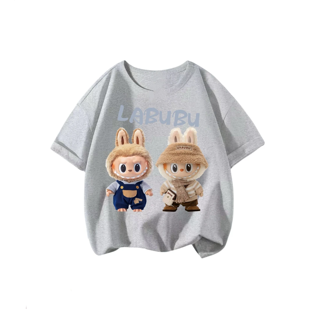 拉布布卡通可爱短袖男女情侣2025夏季新款纯棉百搭休闲T恤