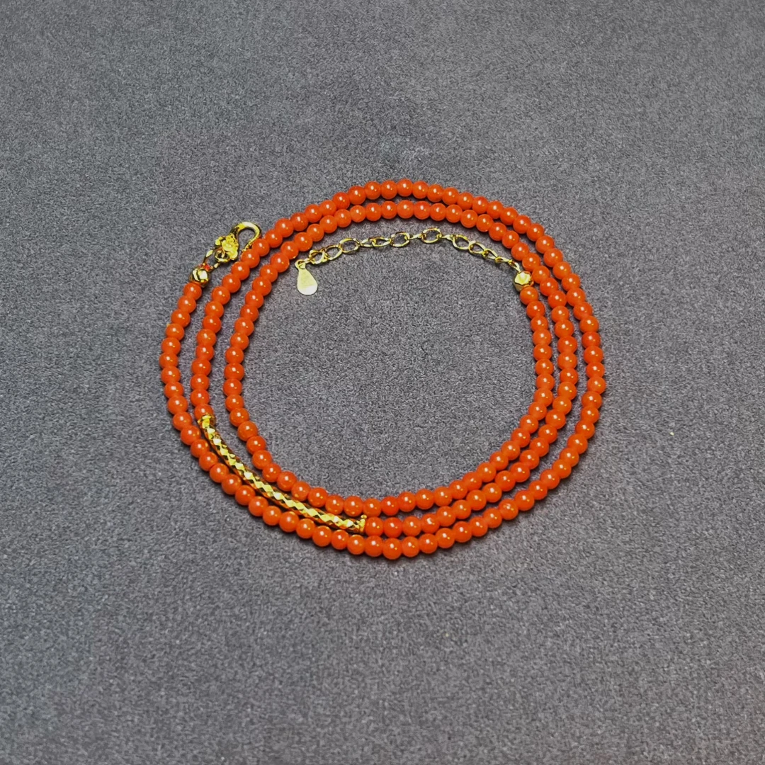 「田姐南红」保山料满肉3mmS925锁骨微笑链手链项链 T07556