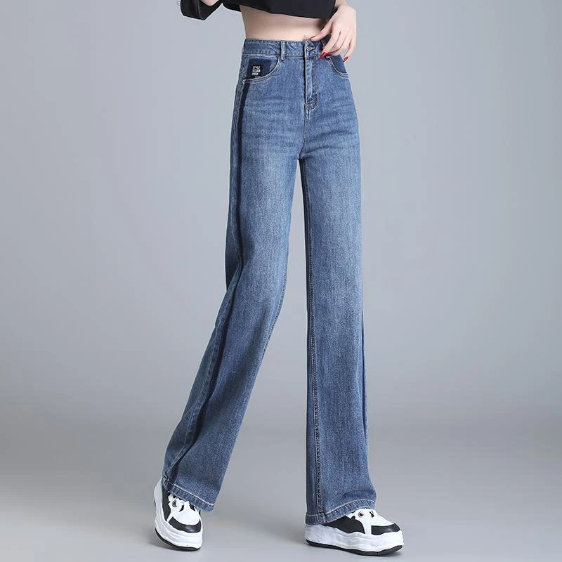 商场同款高腰直筒牛仔裤女秋季2025新款显瘦小个子窄版阔腿裤女款