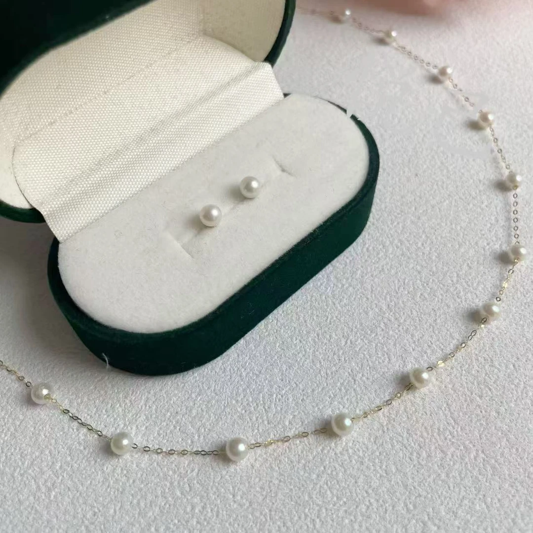 18K金baby珠满天星项链 3-4mm（悦己）X113