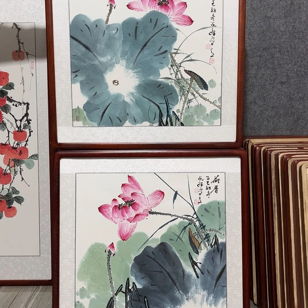 国画书画作品带框63×63