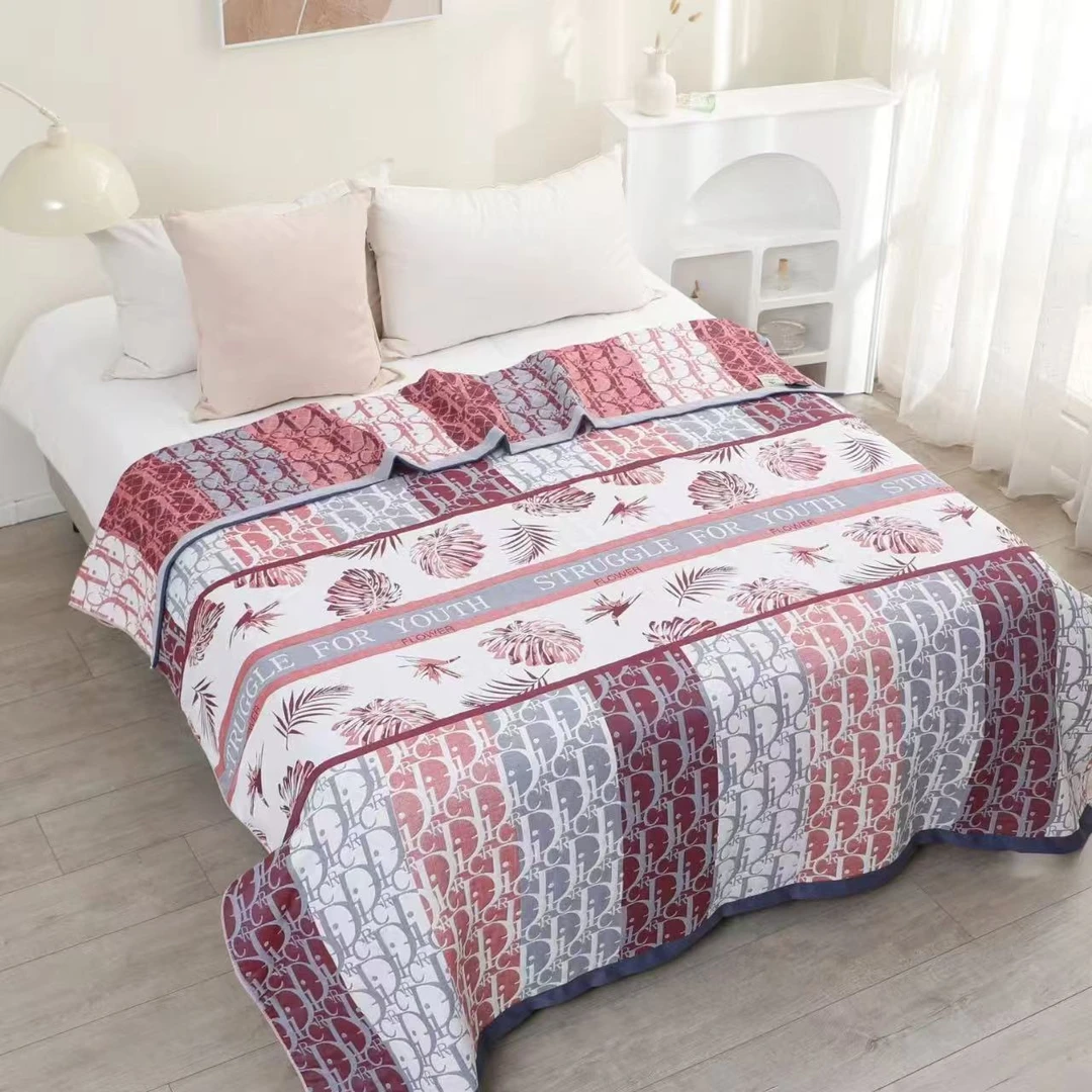 【秋叶】字母床盖AB版双面A类亲肤多功能床盖盖毯高定床盖四季通用