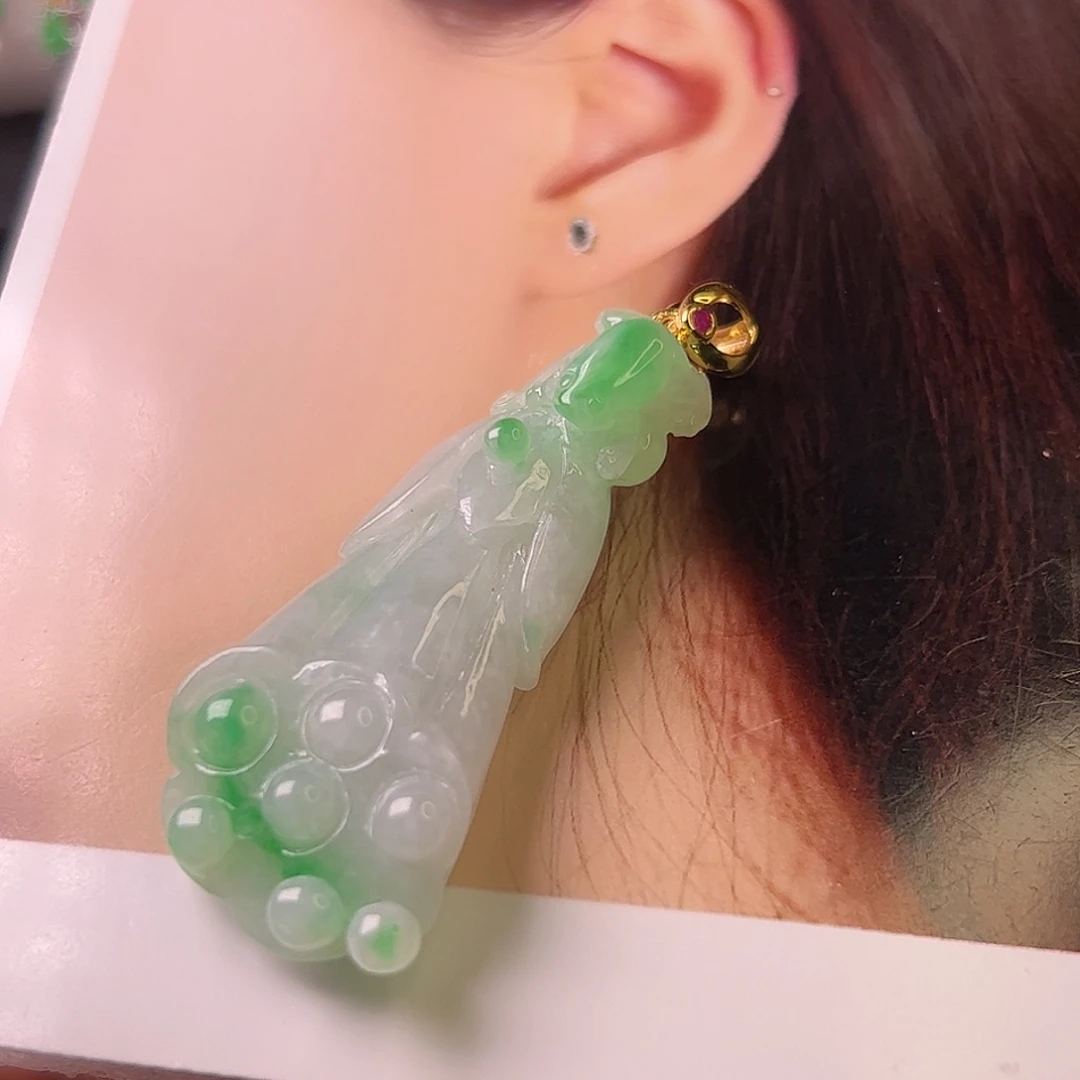 青***^定制翡翠18K金镶嵌镶嵌