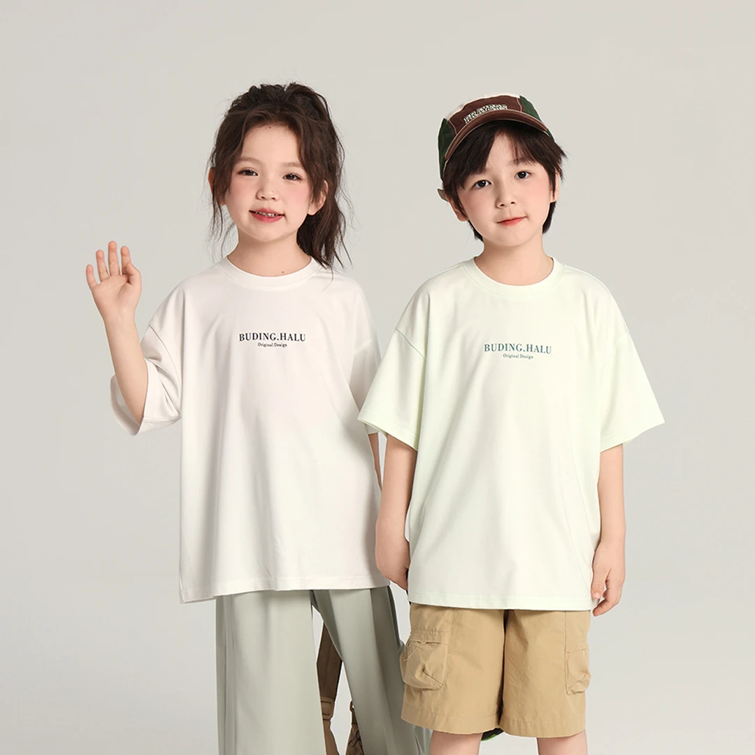 布丁哈鲁【万能T】2025夏款女童薄款凉感透气冰丝短袖T恤G52TM214