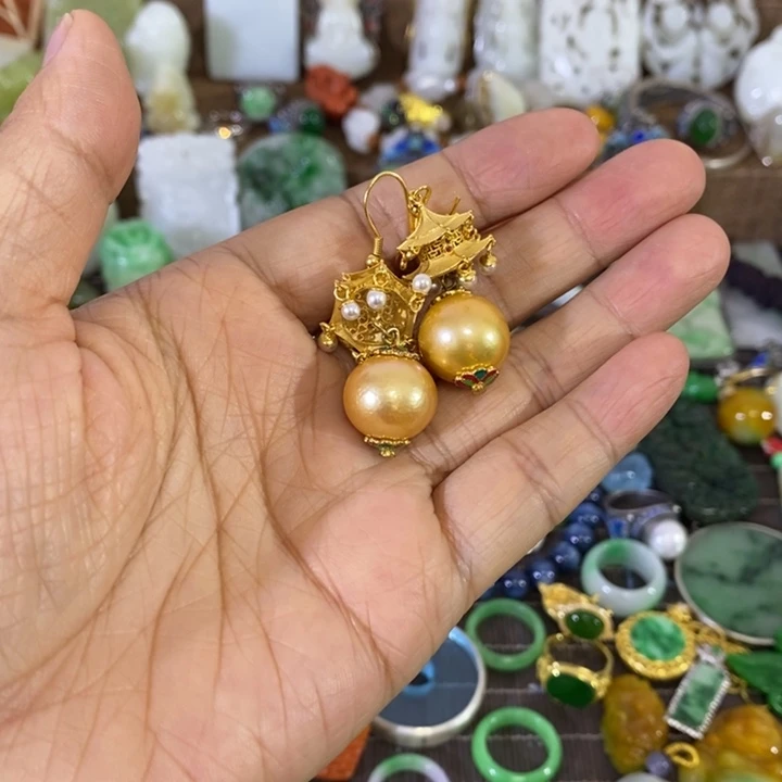 耳饰银S925镶嵌海水珍珠精品小件精品小件