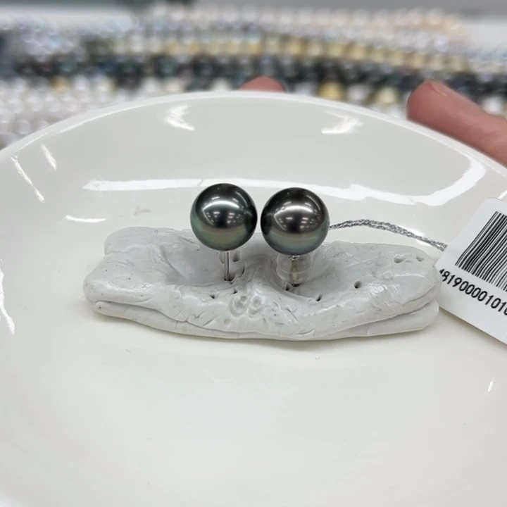 银S925镶嵌耳饰海水珍珠9-10m 148号