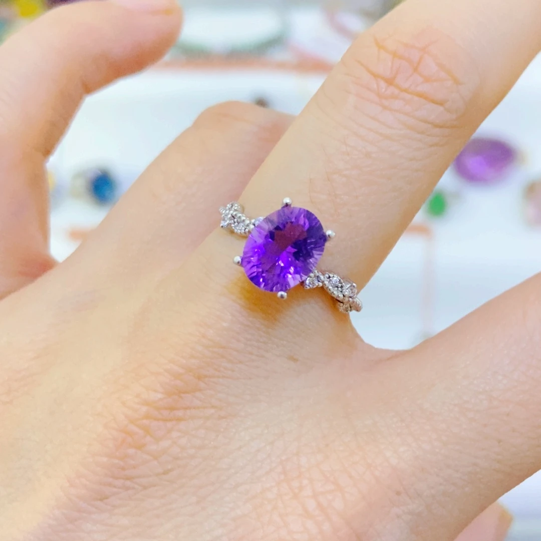 银S925镶嵌戒指紫晶