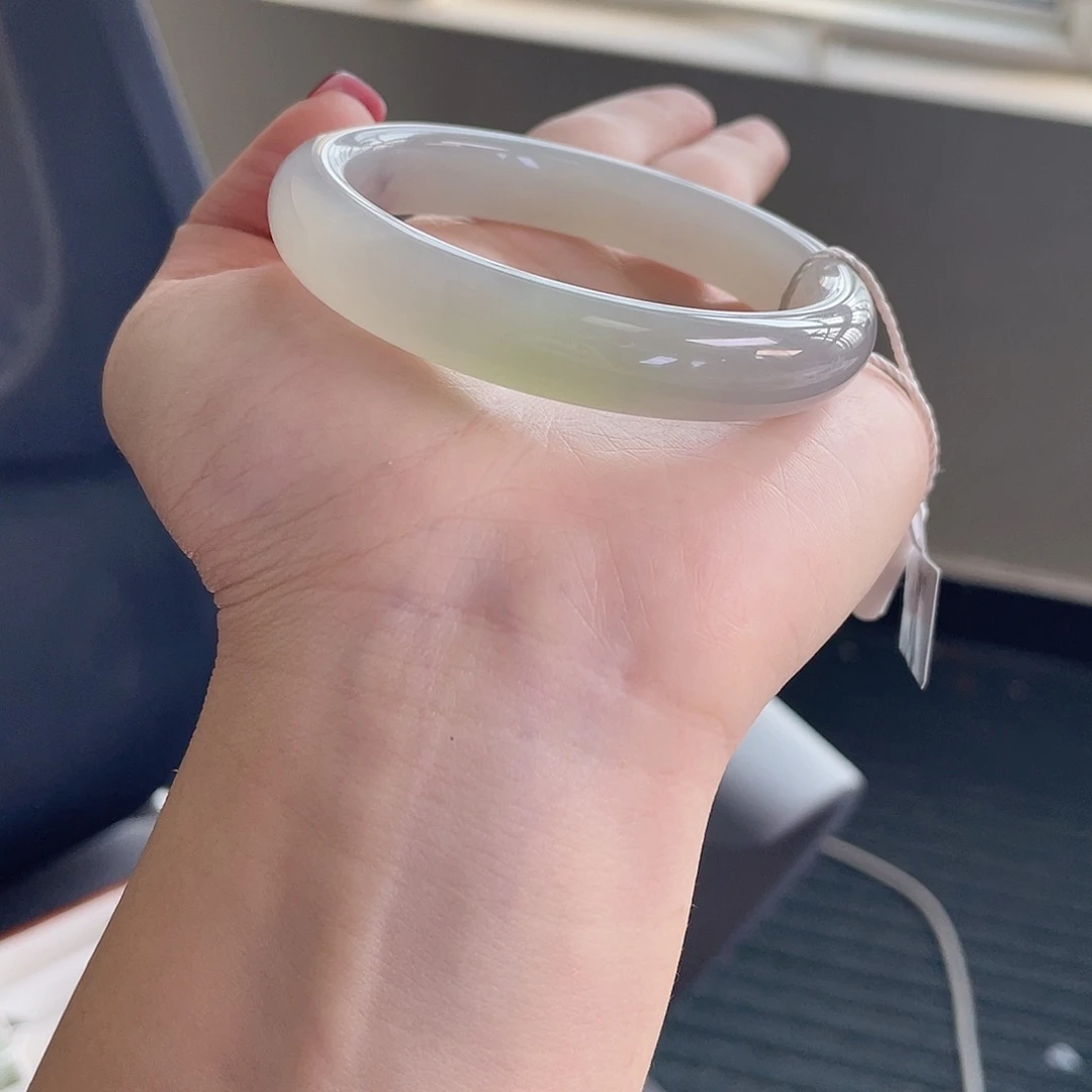 和田玉未镶嵌手镯冰紫飘翠 仙气飘飘 冰底无脏杂