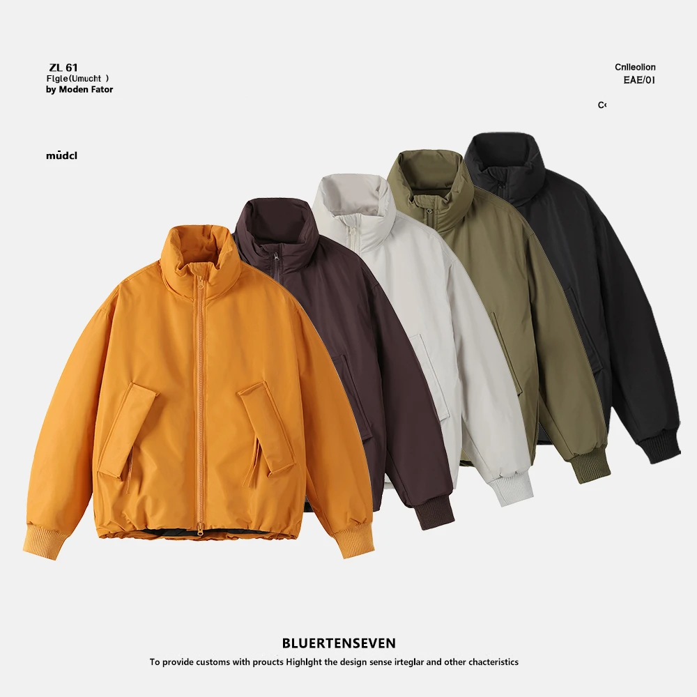 冬季美式百搭宽松立领夹棉短外套