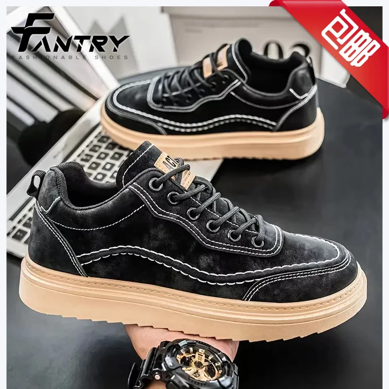 工装男鞋休闲低帮轻便软底男士工作潮鞋防水耐磨防滑春秋透气板鞋