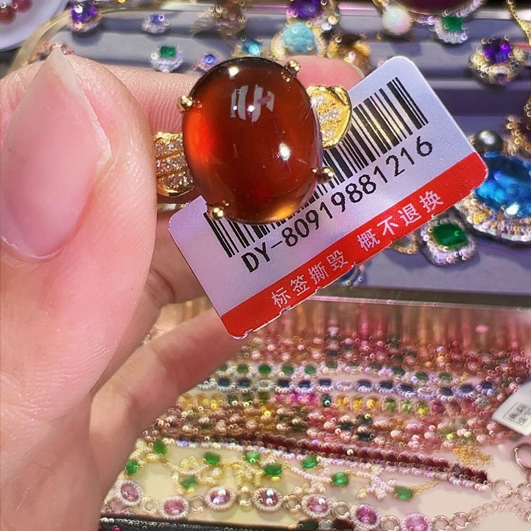 银S925镶嵌戒指石榴石（芬达石）