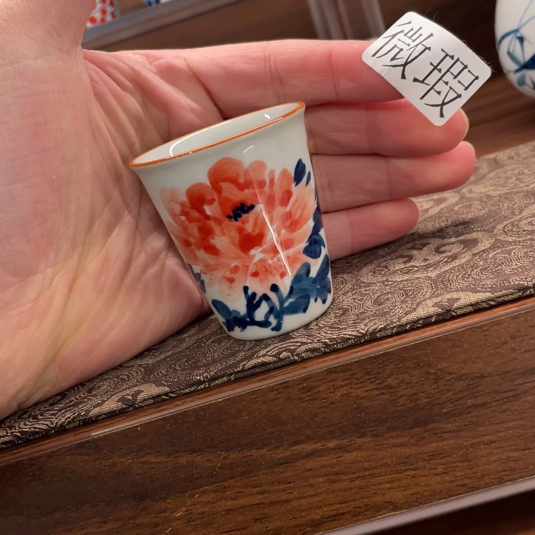 釉下手绘茶具微瑕