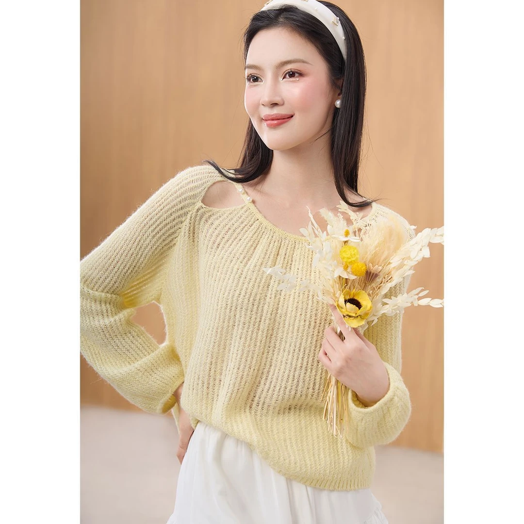 运补2—4.镂空针织衫春秋新款女装时尚气质宽松款甜美镂空减龄上衣