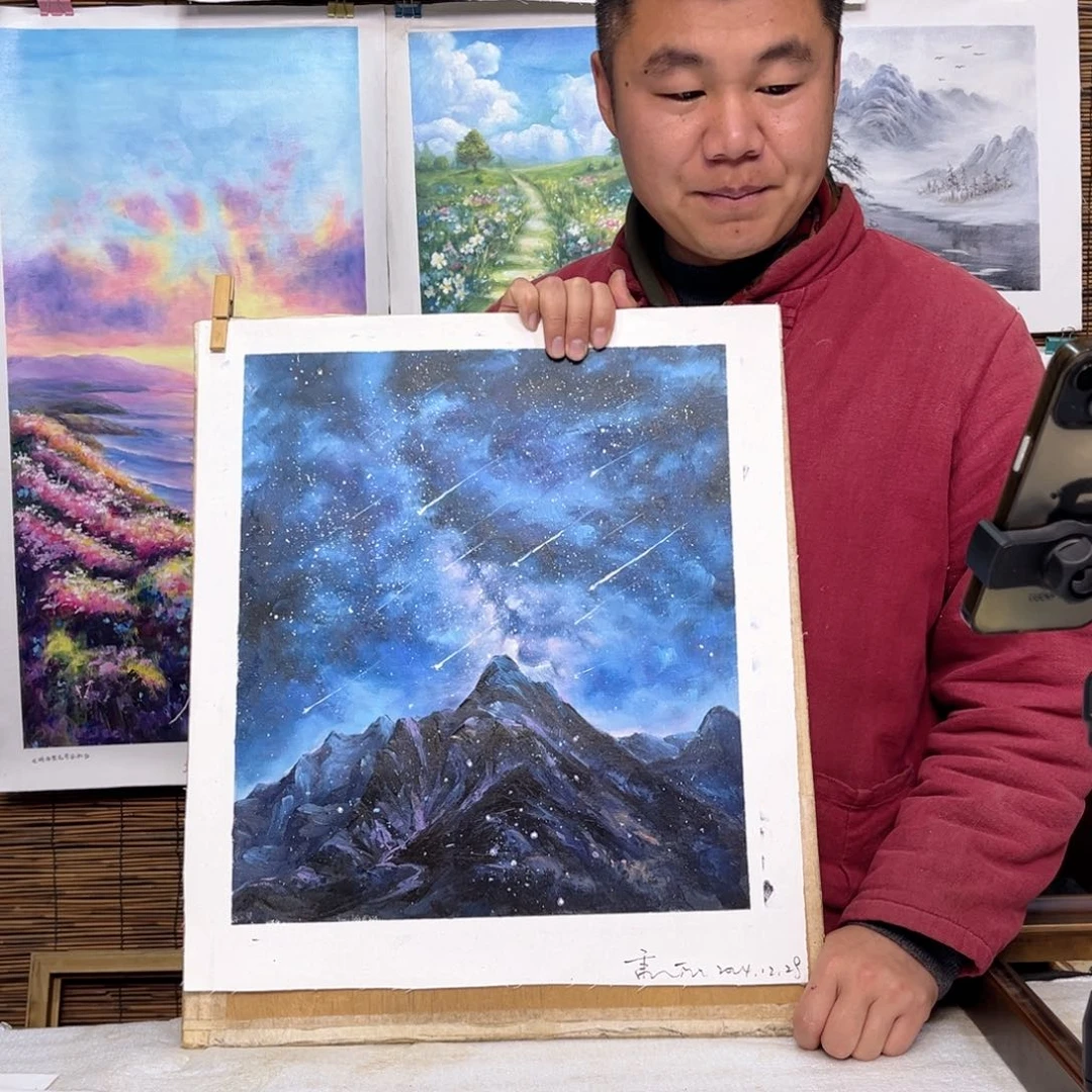 油画行路人小院绘画作品竞拍