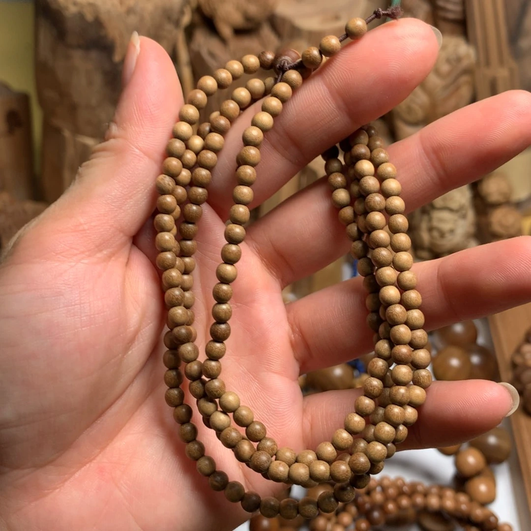 檀香木手串/手链老山檀香0.4多圈顺纹瑕疵