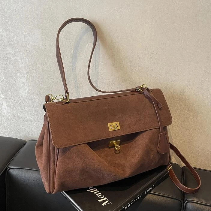 左九小众女包腋下休闲麂皮绒托特包女大容量2025秋冬新款时尚高级