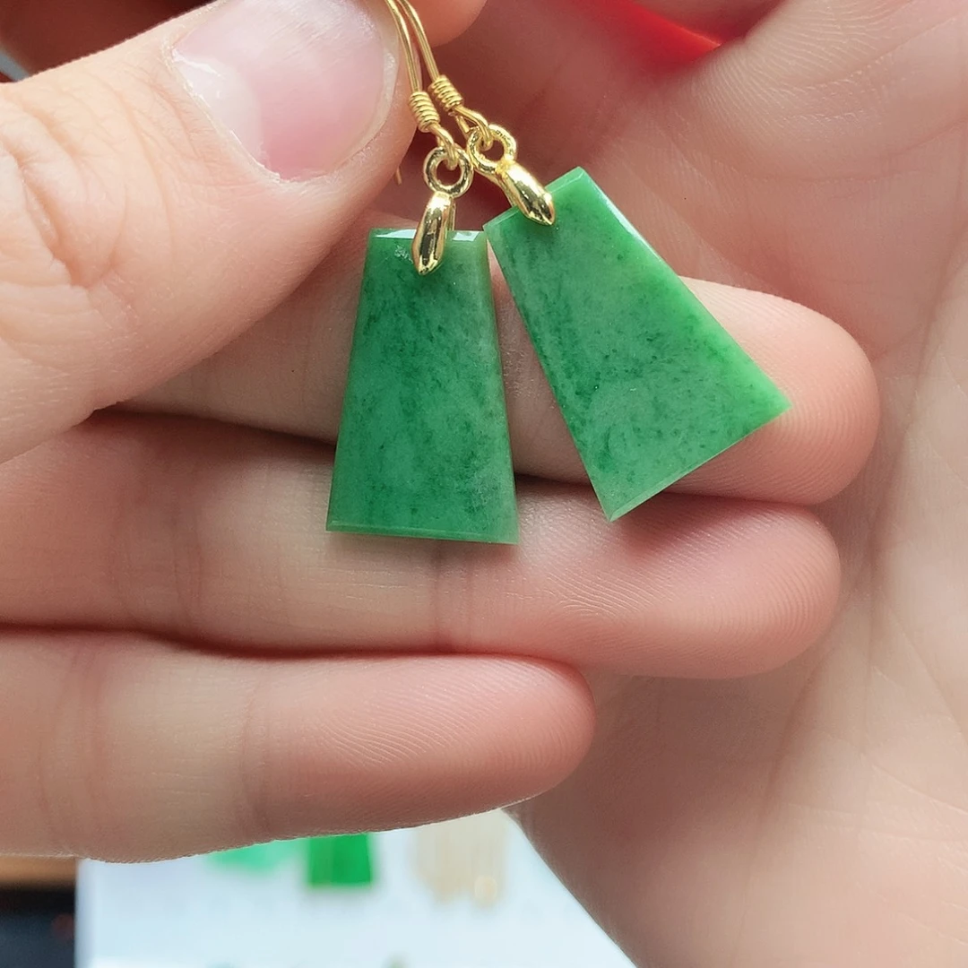 翡翠耳饰银S925镶嵌耳饰