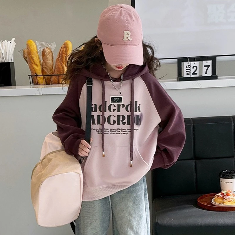 女童洋气卫衣秋装2025新款时尚字母印花中大儿童春秋长袖宽松上衣