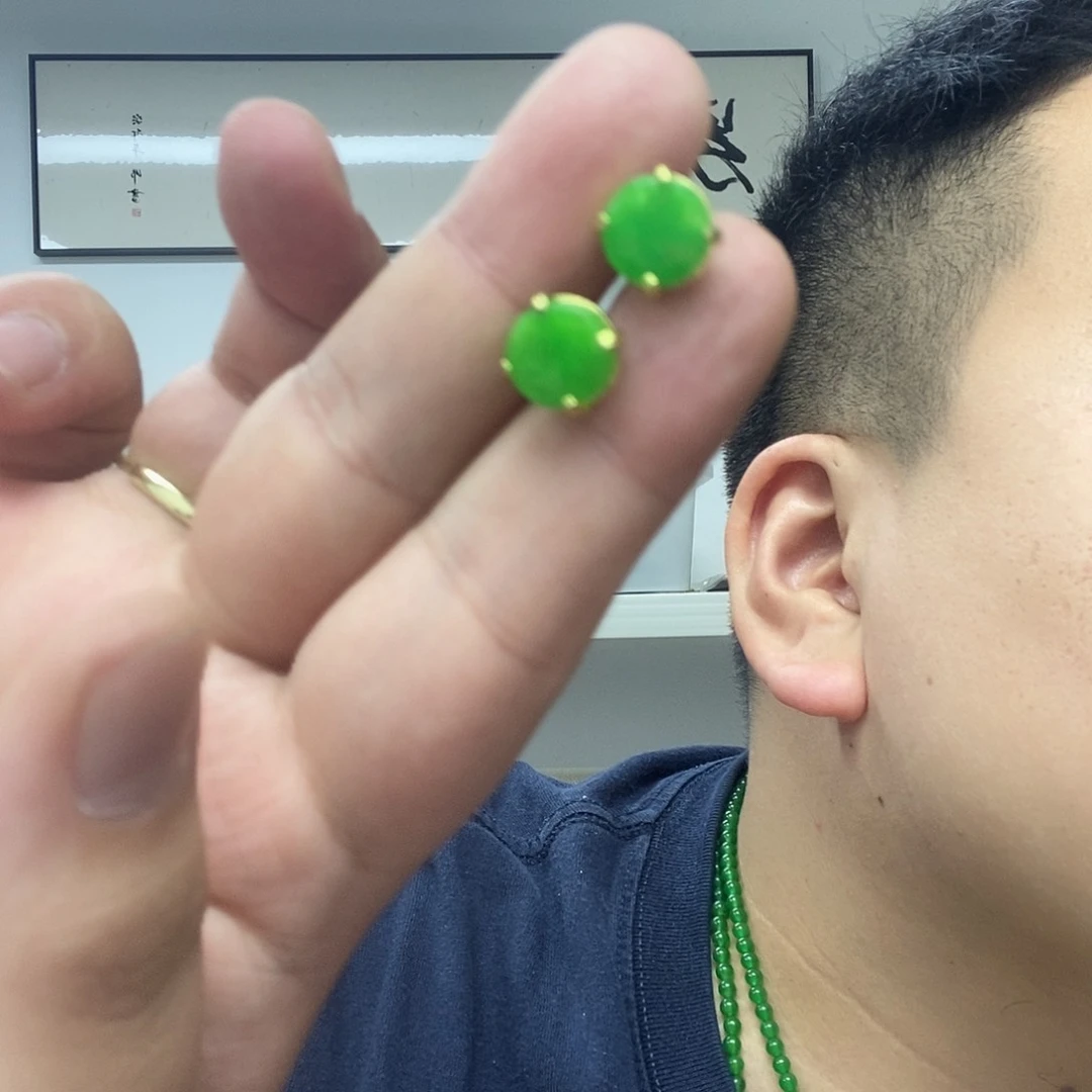 翡翠14K金镶嵌颈饰243耳钉