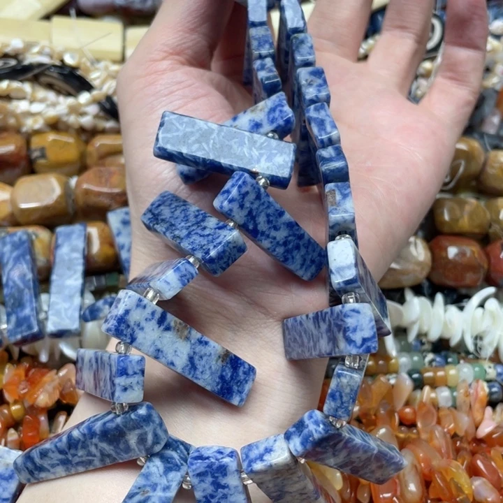 玛瑙/玉髓合金珠宝半成品一条蓝纹石卡子