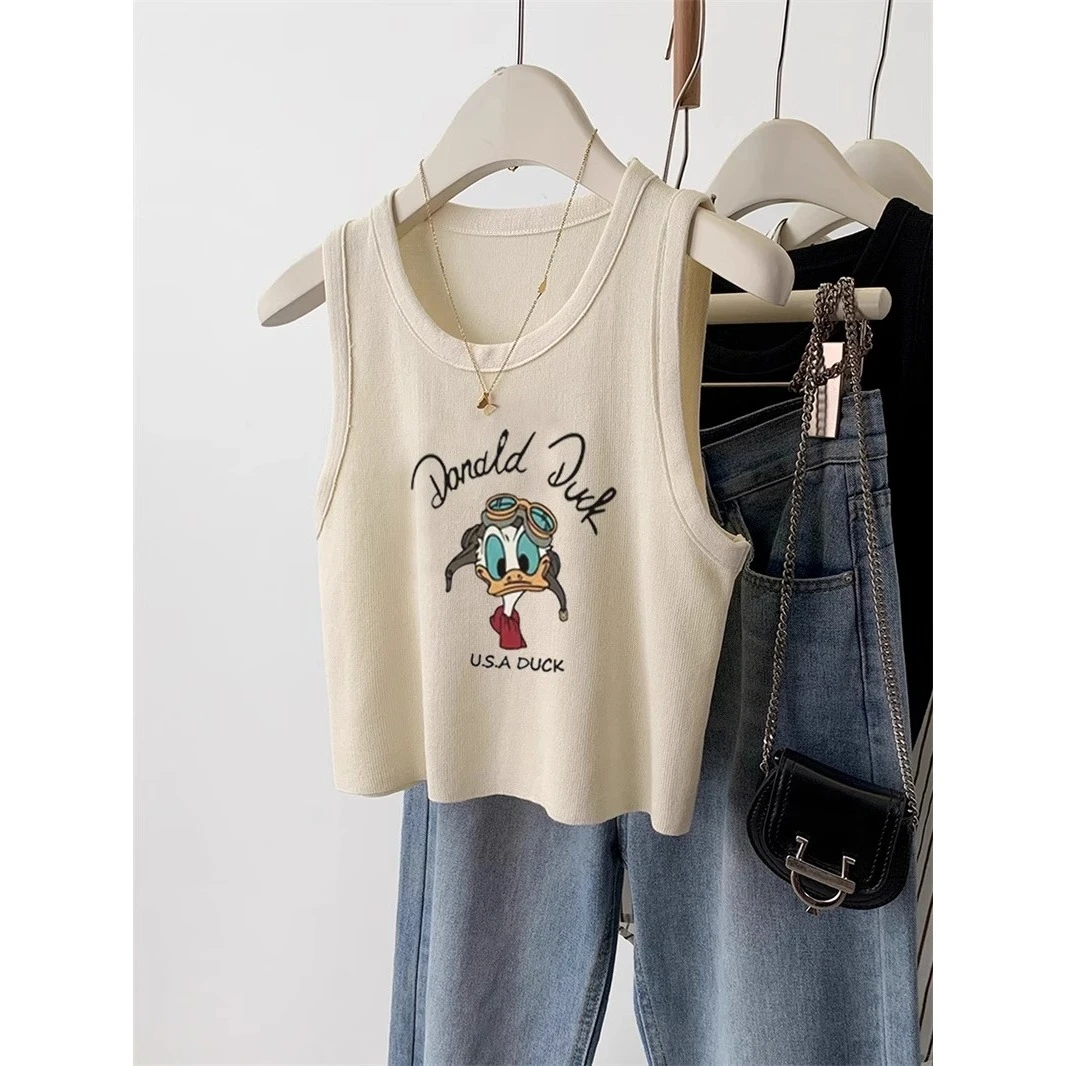 夏季2025新款别致吊带背心女宽松短款坎肩无袖内搭T恤上衣小