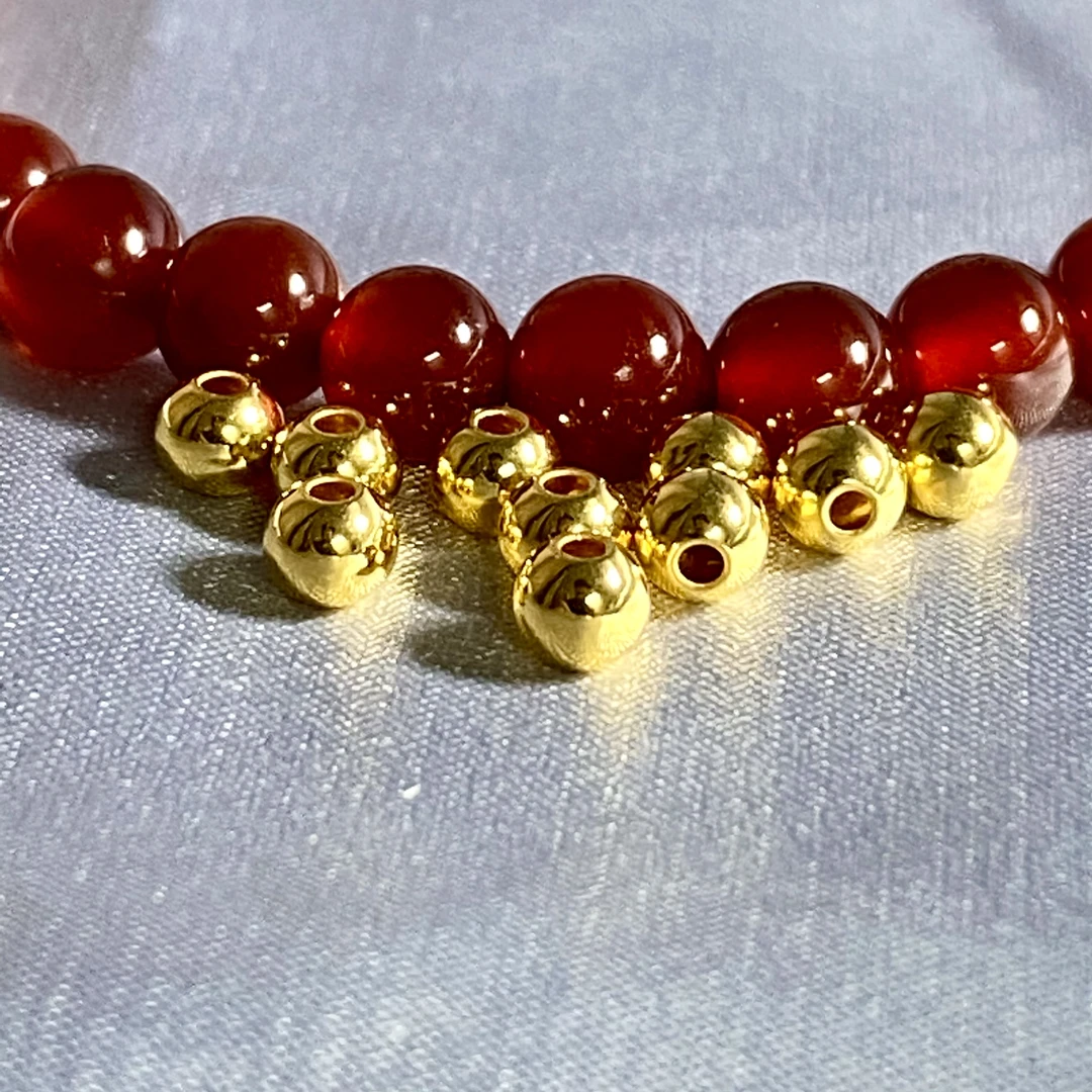 【直播专享】足金999卡4光面金珠10颗搭配好 玛 瑙链（A003）