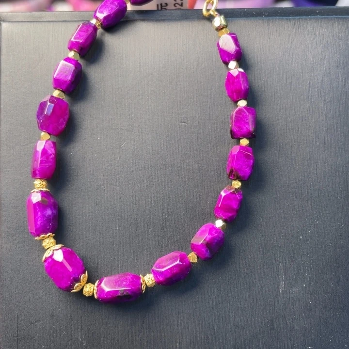 苏纪石（舒俱来）18K金镶嵌手链满色火焰红丝绒