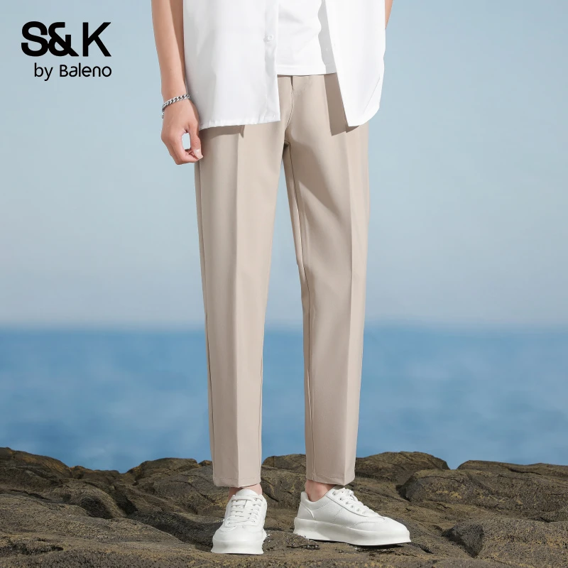 班尼路冰丝小西裤男士夏季薄款2025新款修身直筒锥形休闲西装长裤