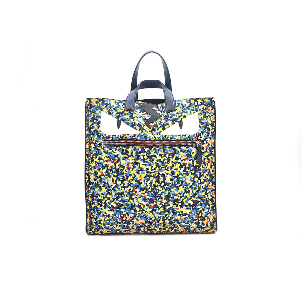 95新 FENDI/芬迪 97新春夏限定小怪兽尼龙拼皮托特包35＊37/64553