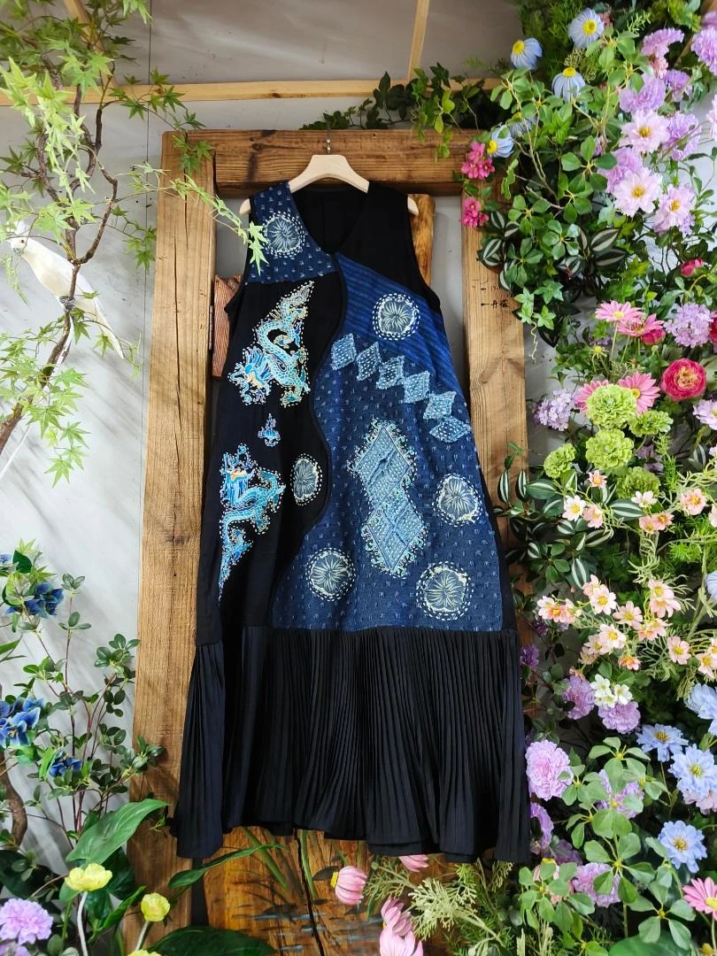 【戏珠】民族风刺绣宽松显瘦连衣裙长裙23391